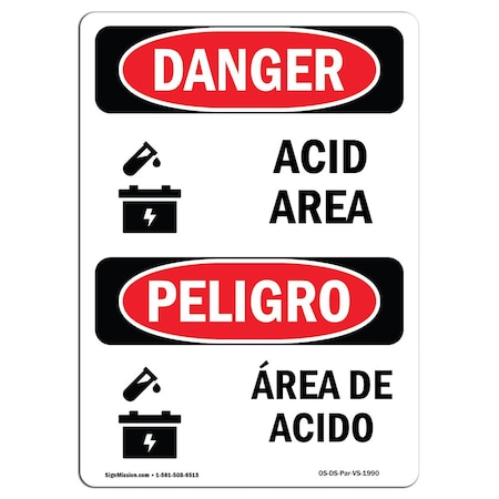 Signmission Safety Sign, OSHA Danger, 14" Height, Rigid Plastic, Bilingual Spanish, 1014-VS-1990 OS-DS-P-1014-VS-1990